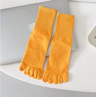 YLYAJY Five-finger Cotton Sweat-absorbing Breathable Sports Socks Candy Color Split Toe Socks for Women (Color : Argento, Size : Even size)