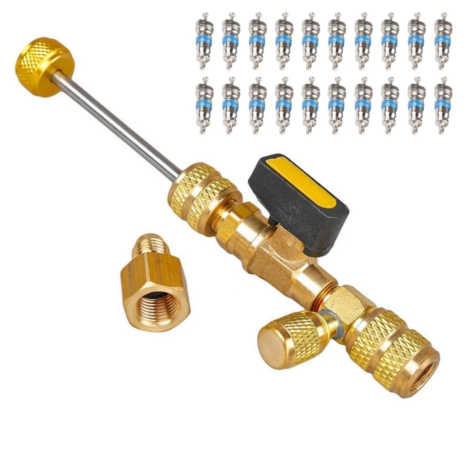 THE WHITE SHOP Valve Core Remover/Installer with Dual Size 1/4 & 5/16 Port Air Conditioning Line Repair Tools