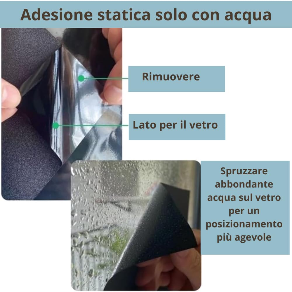 Pellicola Privacy Vetro Oscurante totale MISURE GRANDI (NERO, 60 X 200 CM) Finestre Box Doccia decorativa Antisguardo Riutilizzabile Elettrostatica