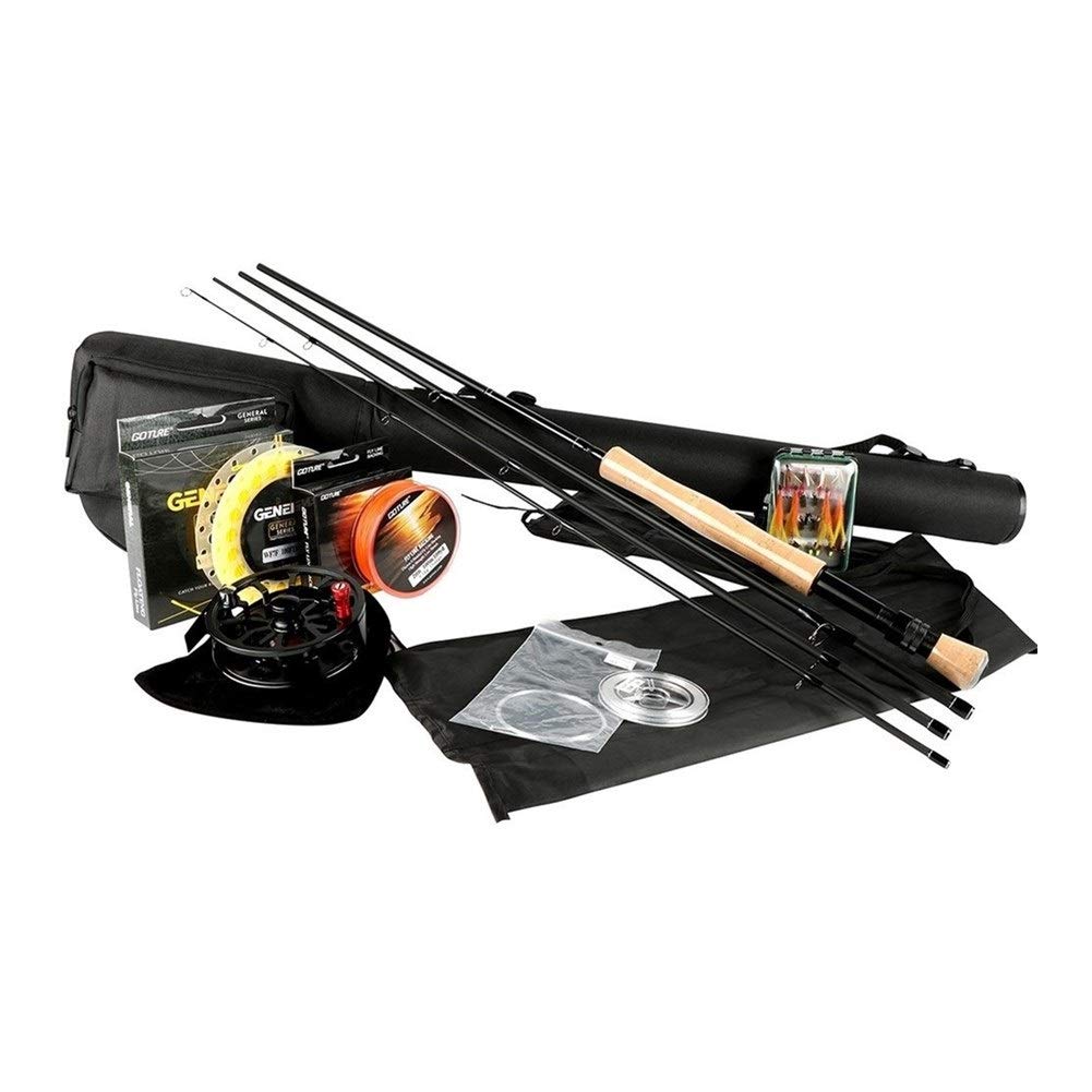 Portative Canne à pêche Pêche à la Mouche Reel Rod Set Combo 2,7M Fly Rod 5/6 7/8 usiné CNC Bobine en Aluminium avec la Ligne Fly Fly Lures Kit Complet avec Sac Amateurs