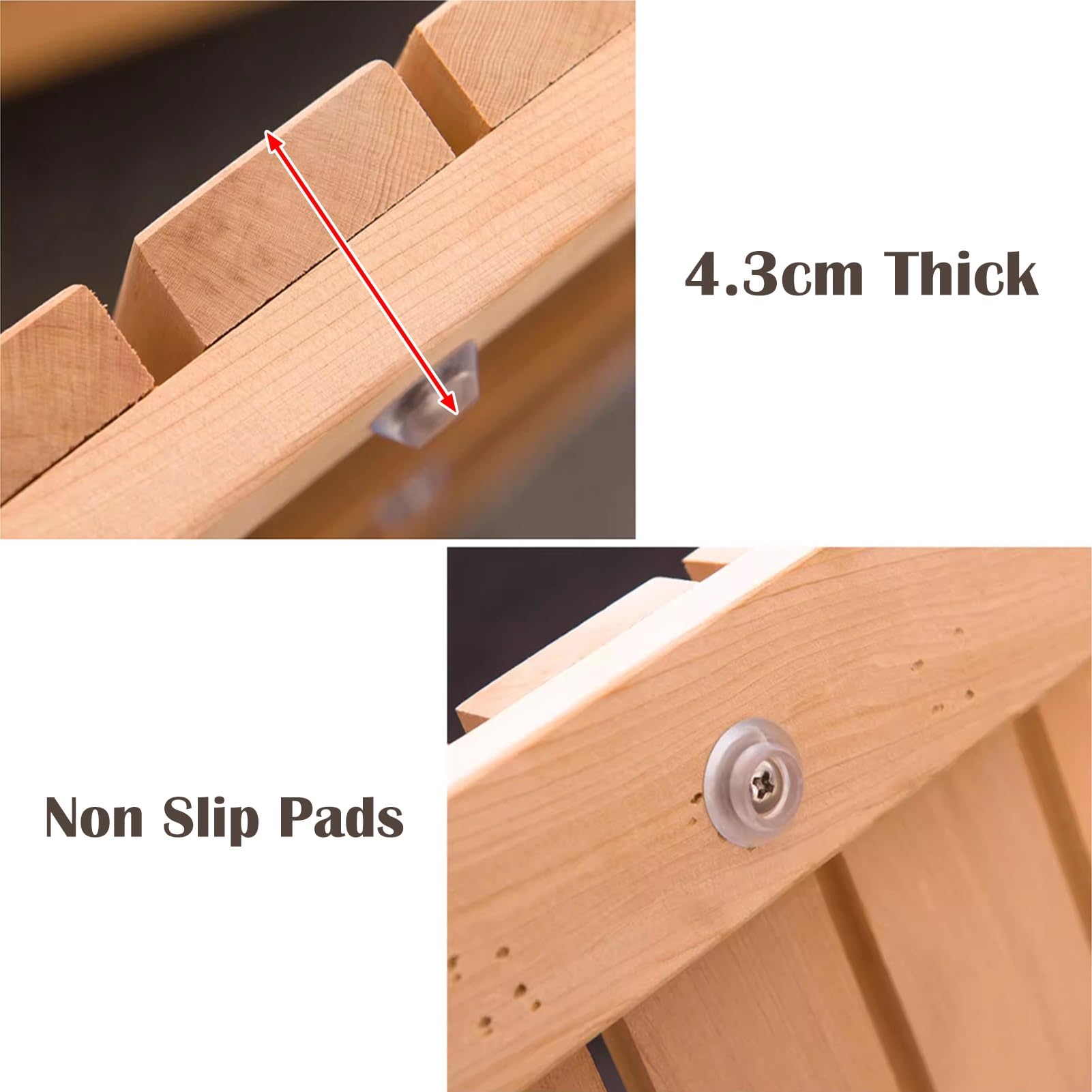 Quadrato Pedana Doccia Antiscivolo per Il Bagno, Lusso Pedana Doccia in Legno Massiccio (Non Verniciato), Pesante Pedana Doccia Legno con Cuscinetto in Gomma Antiscivolo(50x50cm)