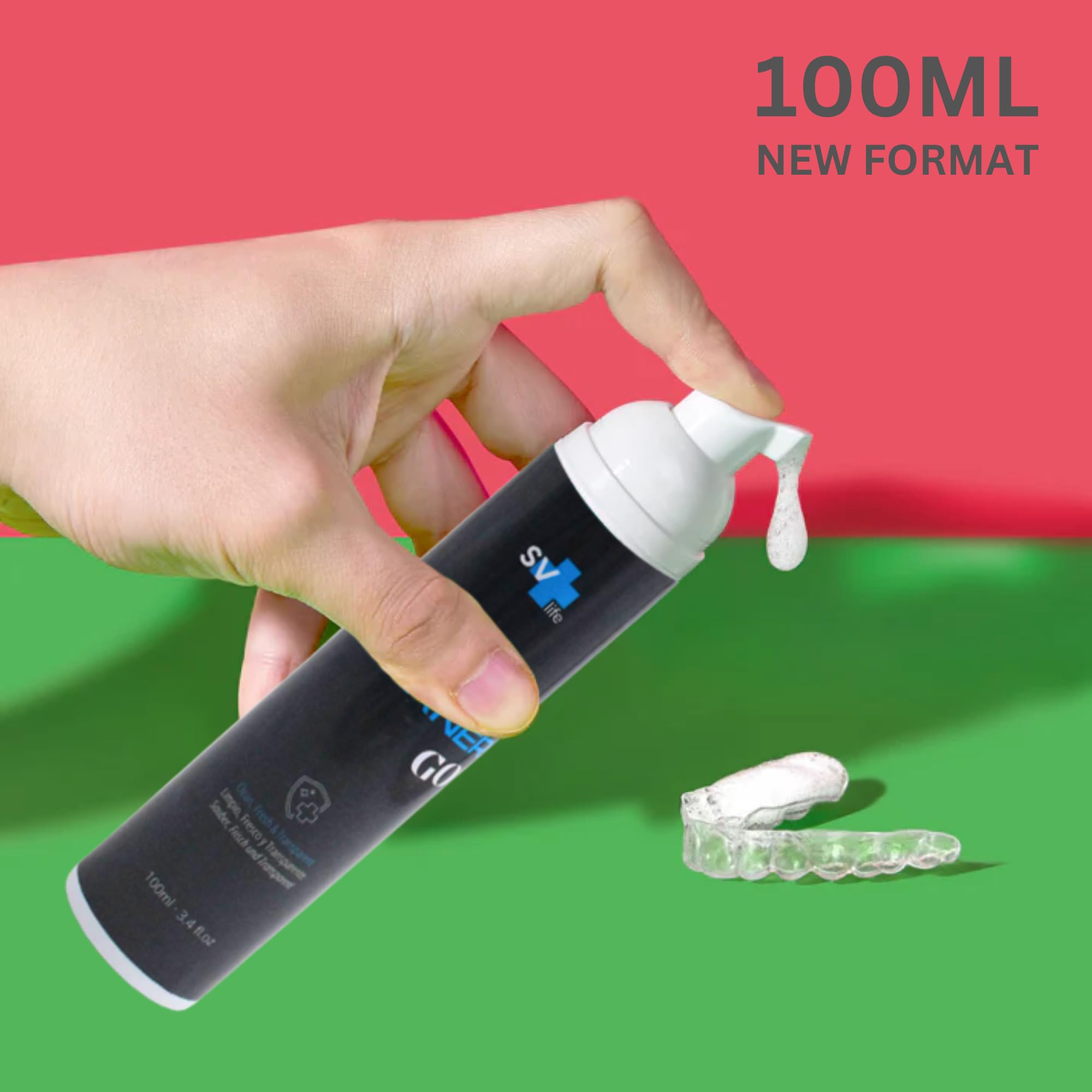 Pianka Czyszcząca do Przezroczystej Ortodoncji Retainer Cleaner | Aligners, Szyny, Retainery | Formuła 2w1 z Aktywnym Tlenem, Świeża Mięta (100 ml)