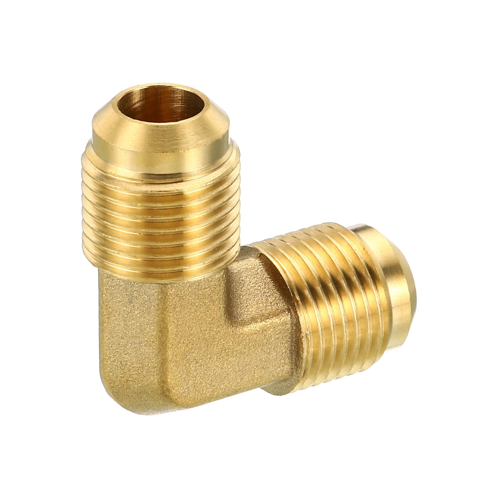 Accesorio de tubería de latón de 3/8" x 3/8", Paquete de 2, Adaptador de tubería de Codo de 90 Grados con abocardado para Aire Acondicionado, refrigeración y plomería