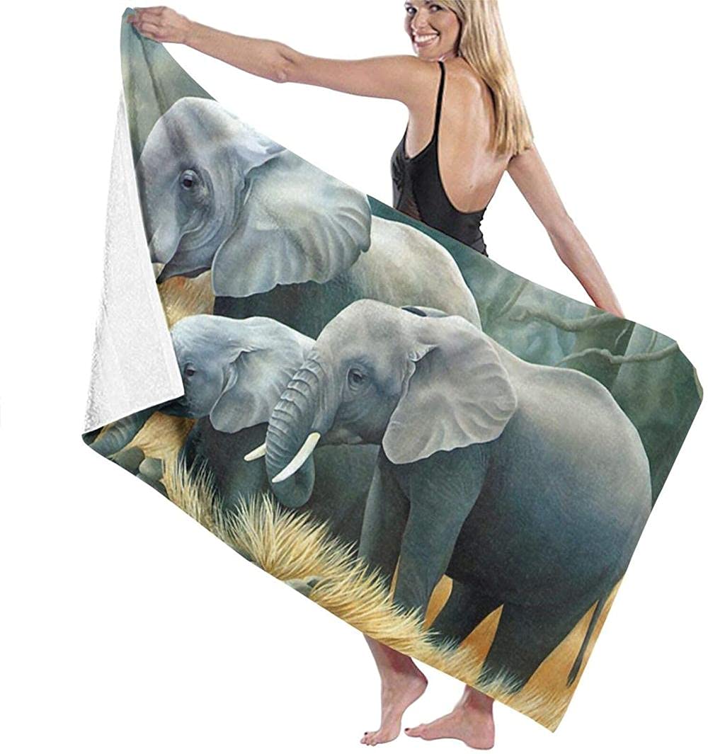Toalla de Playa Grande 80x130cm,Elefante,Toalla Microfibra,Suave,Absorbente Viaje Toallas de Mano de Hombres,Niños,Natación,Playa,Camping