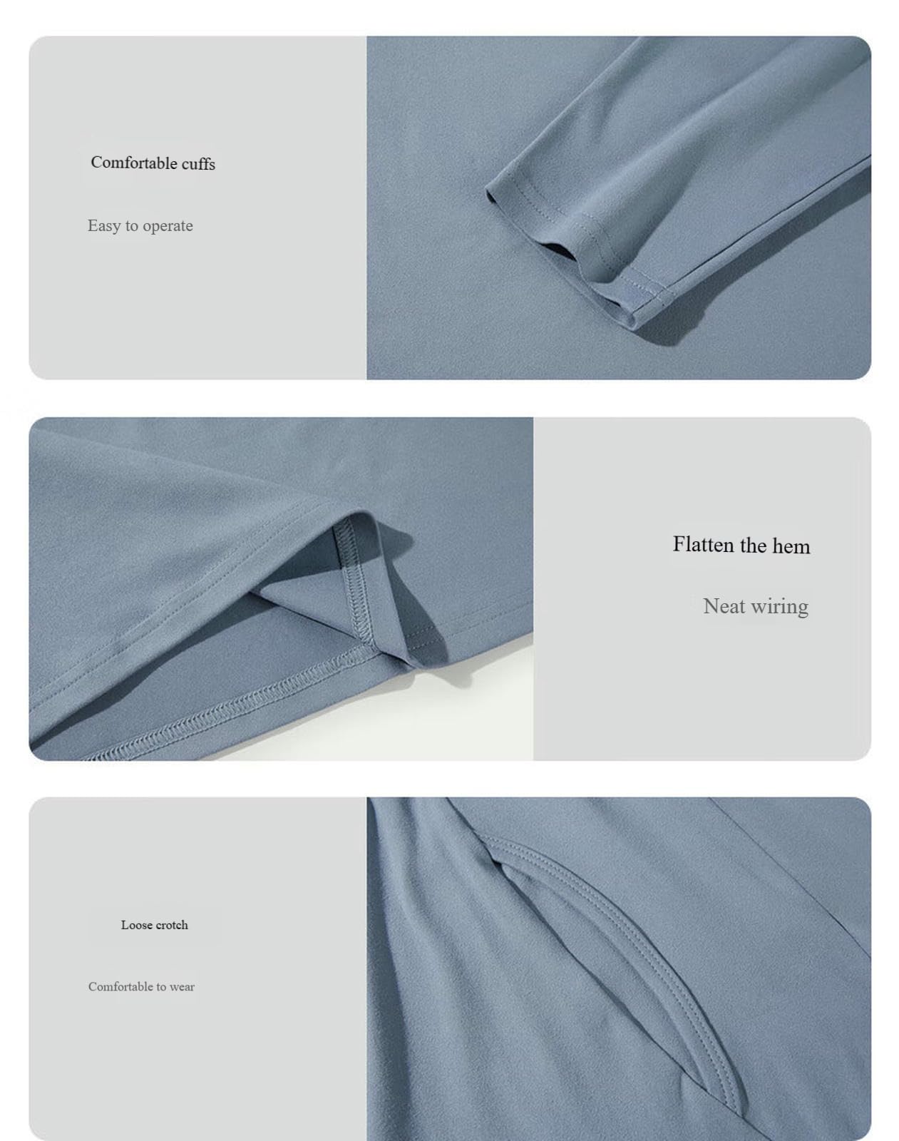 Conjunto Ropa Interior Térmica Traje Cálido De Otoño E Invierno Cepillada Y Pantalones Largos Dos Piezas para Hombres-Azul Claro-l