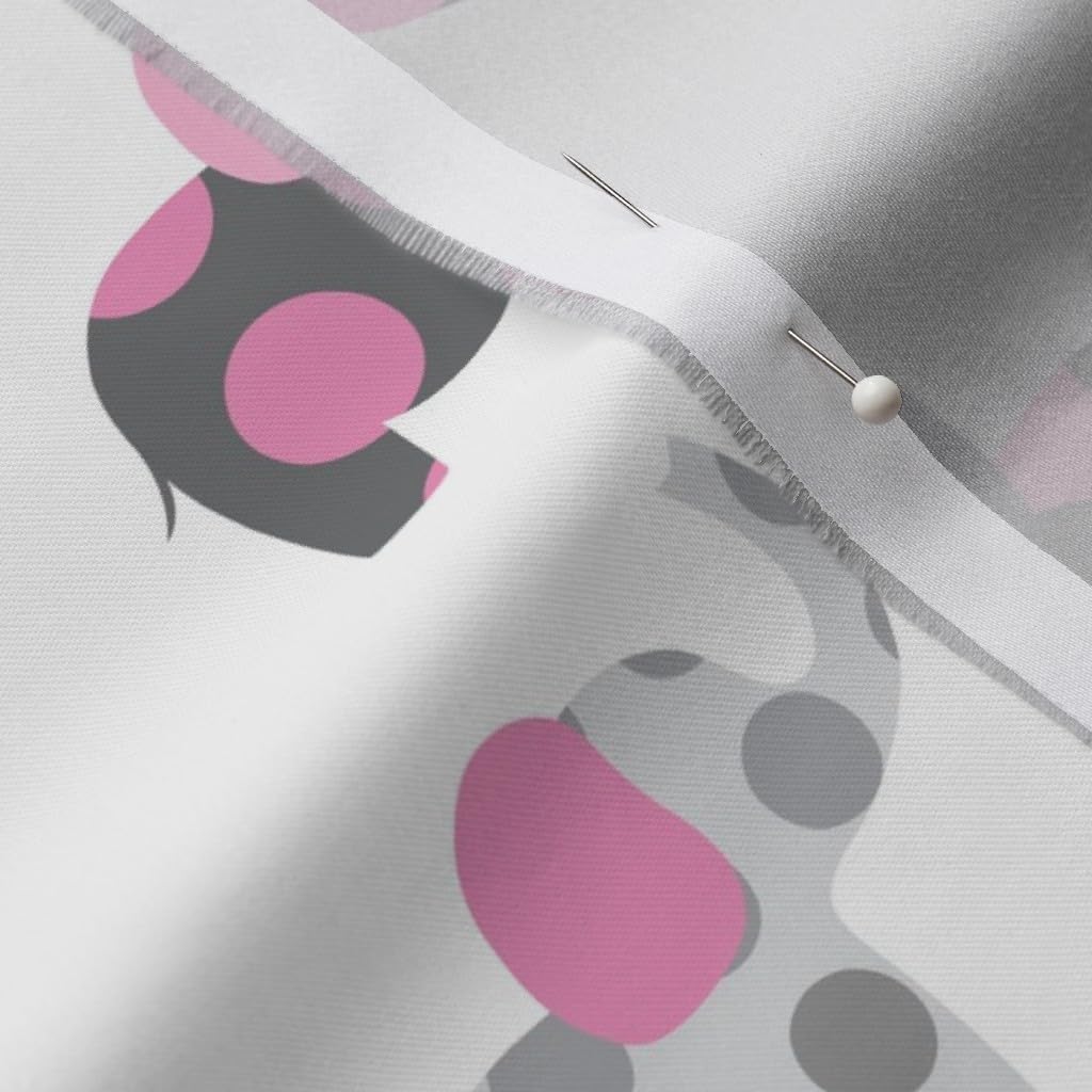 Spoonflower Fabric - Elephant Friends Pink Elephants Light Gray Dots Polka Dot Nursery Printed on Organic Cotton Sateen Fabric by The Yard - Sewing Quilting Apparel Home Decor