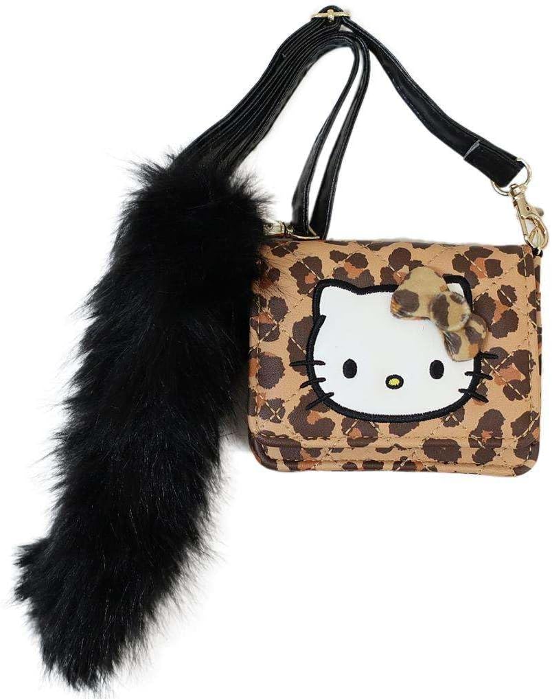 Sun Art Hello Kitty Mini Wallet Shoulder with Fur Tail Brown KT-5122-BR