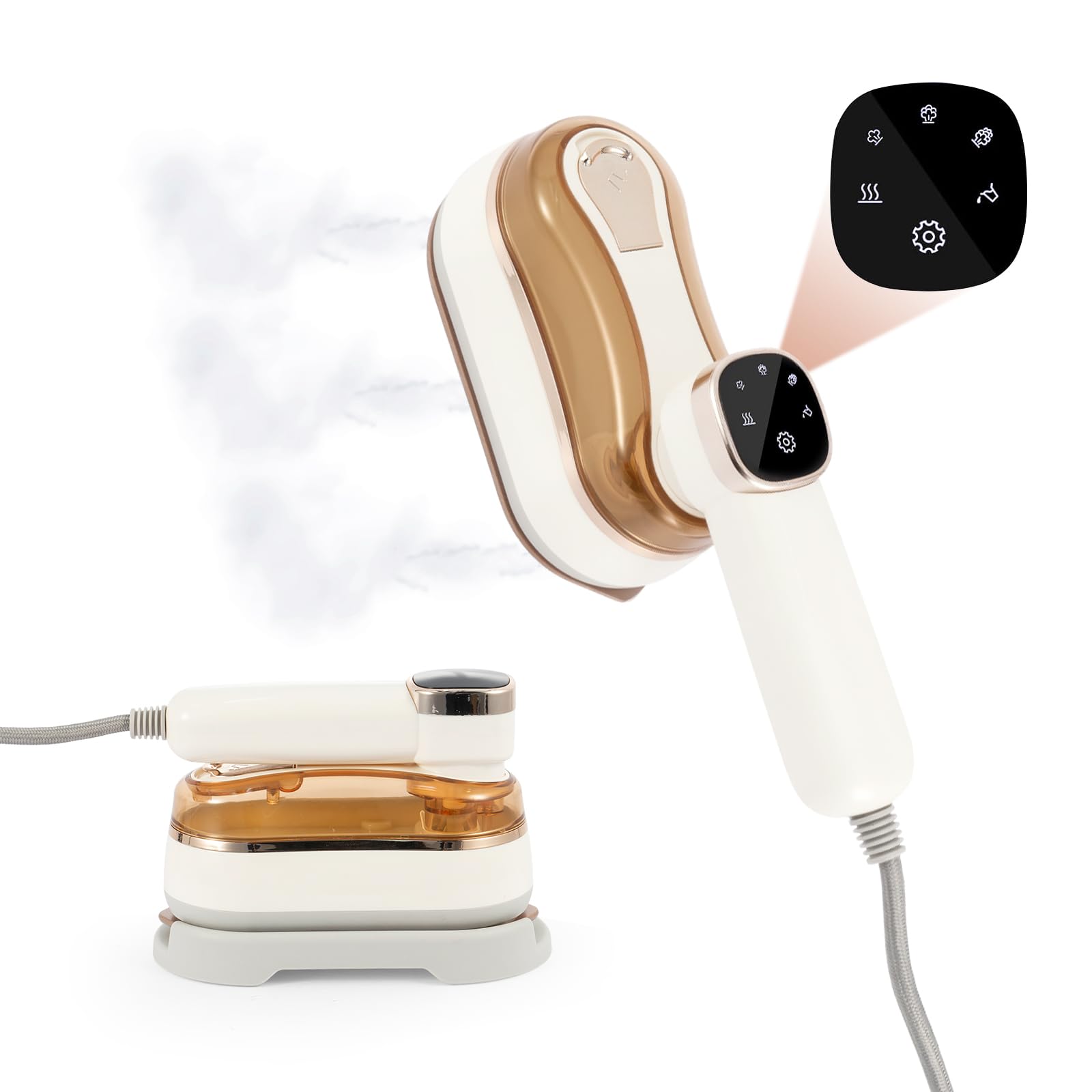 Travel Steamer Portable Travel Steam Iron Handheld LCD Screen Mini Steam Generator for Clothes 20S Fast Heating 3 Steam Levels Output Garment for Travel Home Small Spaces