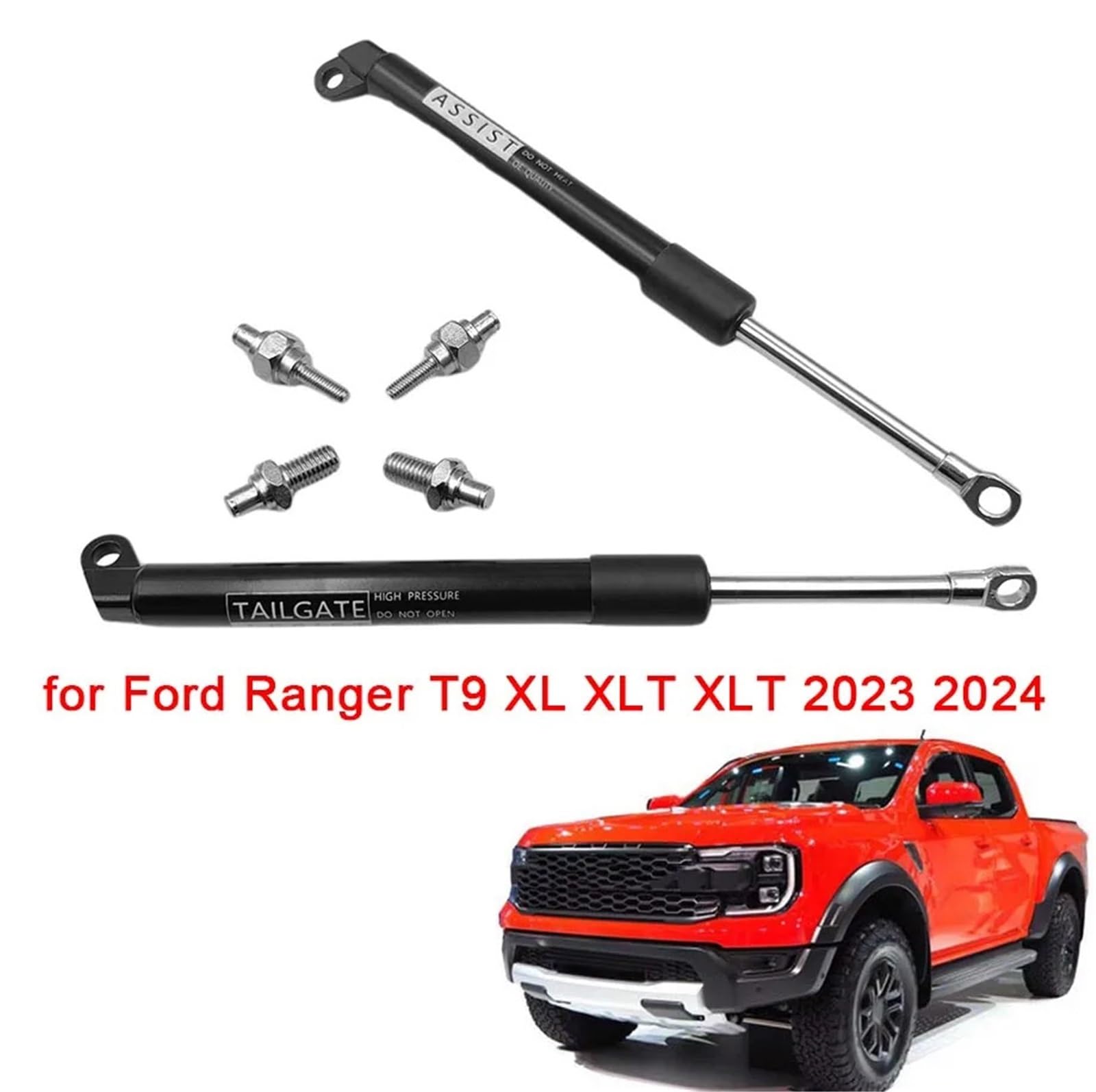 Amortiguador De Aceite Para Portón Trasero, Puntal De Bajada Y Subida Fácil, Camionetas Compatible Con Ford Ranger T9 XL XLT 2023 Y 2024, Accesorios. Resorte de gas Maletero