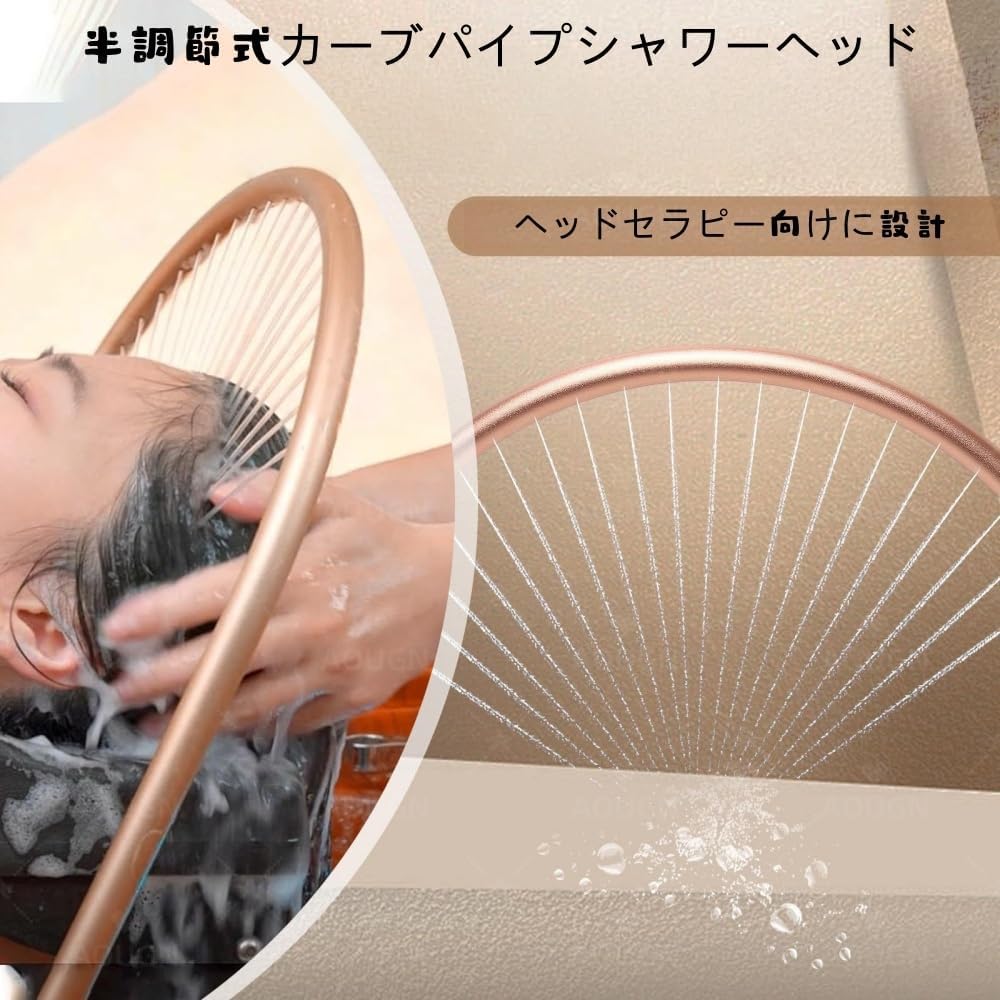 AOUGNサロンシャワーヘッド、電気メッキ仕上げ、調節可能な吐水口、ポンプ式、180度回転、理髪店、​​スパ、自宅 (イエロー)