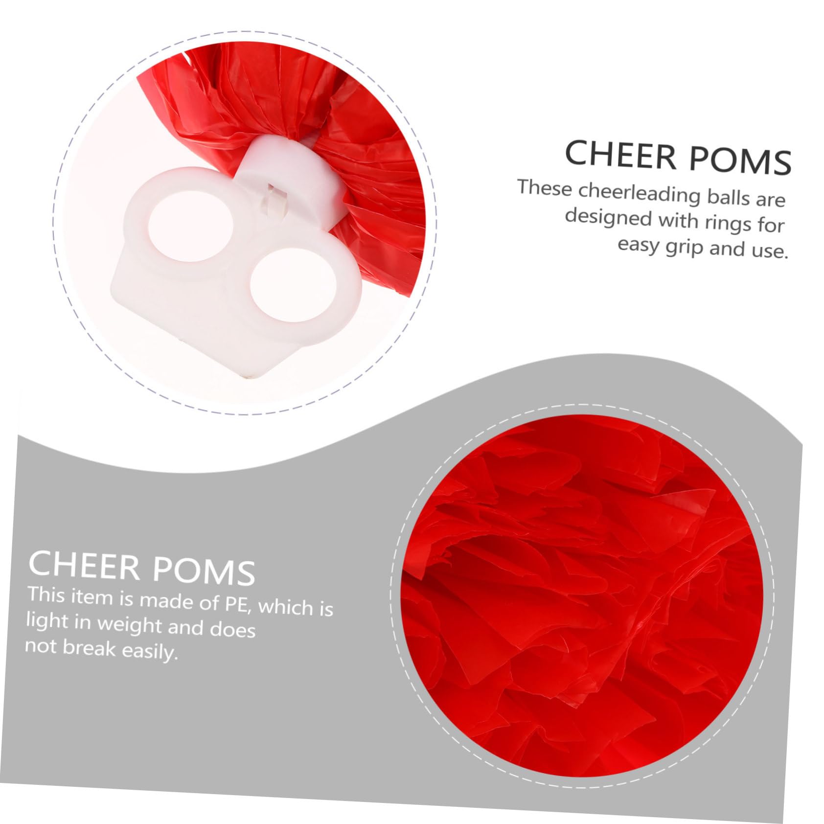 POPETPOP 2pcs Cheerleading Pom Poms Cheer Props Ring Plastic Dance Flower Ball for Cheerleader Hand Flower