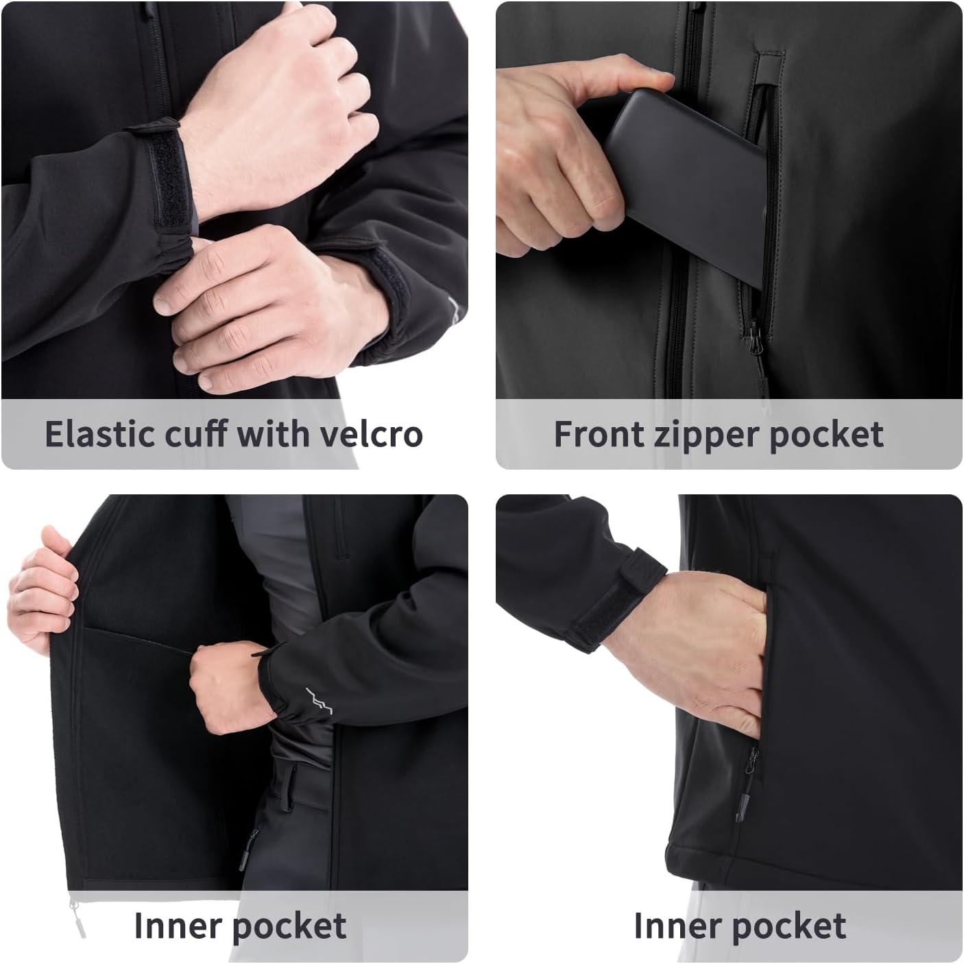 TRAILSIDE SUPPLY CO. Men's Softshell Jacket Fleece Lined Windbreaker,Lightweight Water Resistant Winter Coat - Image 4