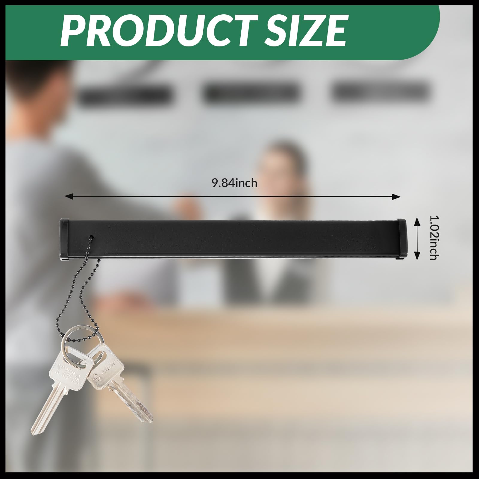 Misdary 1 Pcs Commercial Grade Large Keychain Slim Long Keychain Heavy Duty Giant Metal Key Chain for Restrooms Public Rooms (Black)