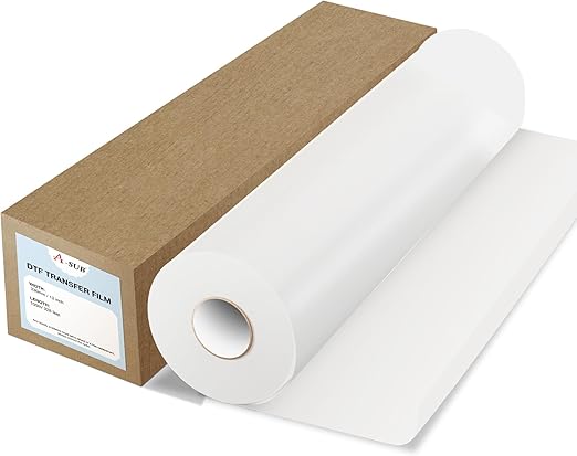 A-SUB DTF Transfer Film Roll, 13" X 328ft DTF Film for Sublimation or DTF Inkjet Printer, Direct to Film PET Transfer Paper for T Shirts and All Fabrics (Double Sided Matte)