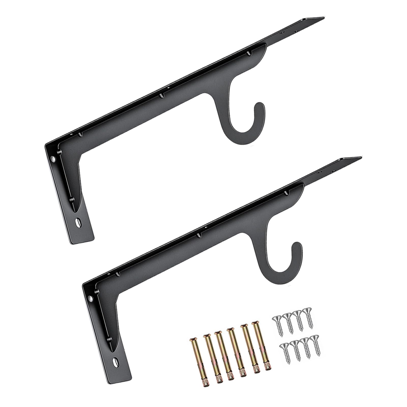 2pcs Reinforced Steel Closet Rod Supports with 200Lb Capacity Wall Hook Brackets for Organizing Wardrobes & Shelving Closet Rod Parenthesis with Fasteners Garage Storage Hook Parenthesis