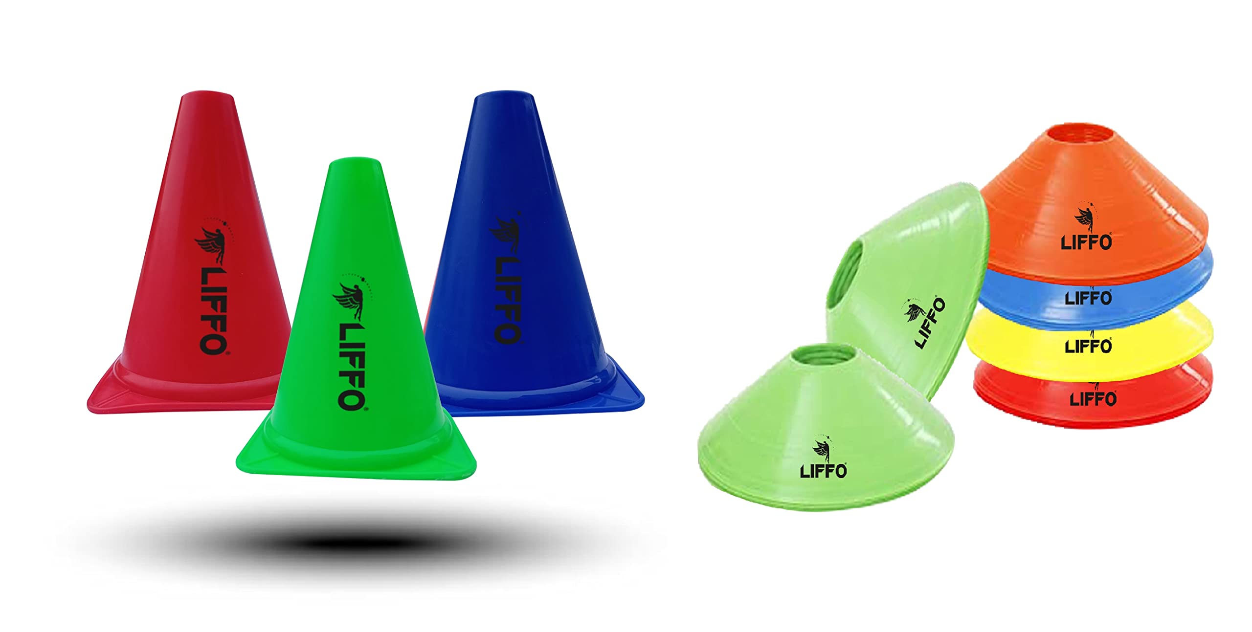 Liffo® Space Marker Disc Cones 6 Inch PVC Cones Pack 6, 20 Space Markers Agility Combos (Multicolour)-picture-18