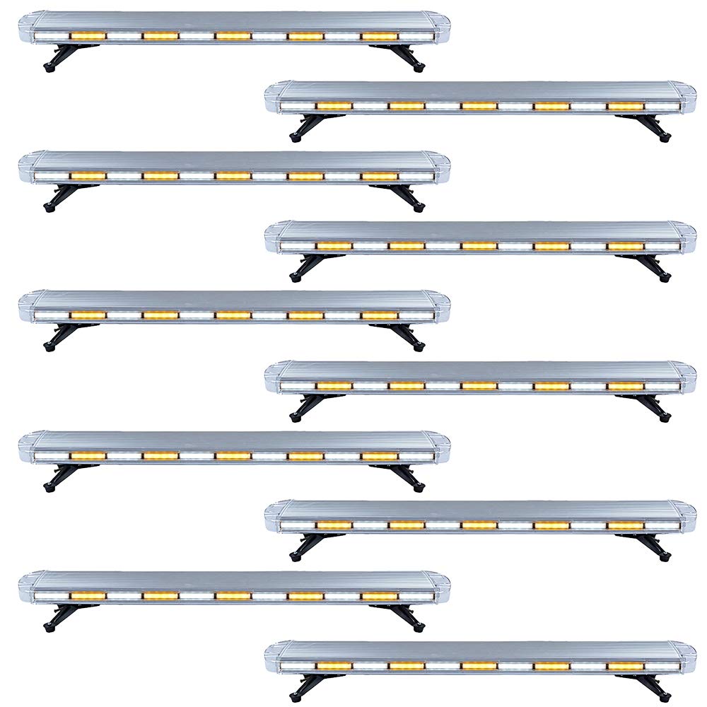 Astra Depot 10pcs 51 inch (6 LED Emergency Warning Beacon Hazard Flashing Grille Strobe Light Bar Car Tow Truck Response Plow (Amber White)