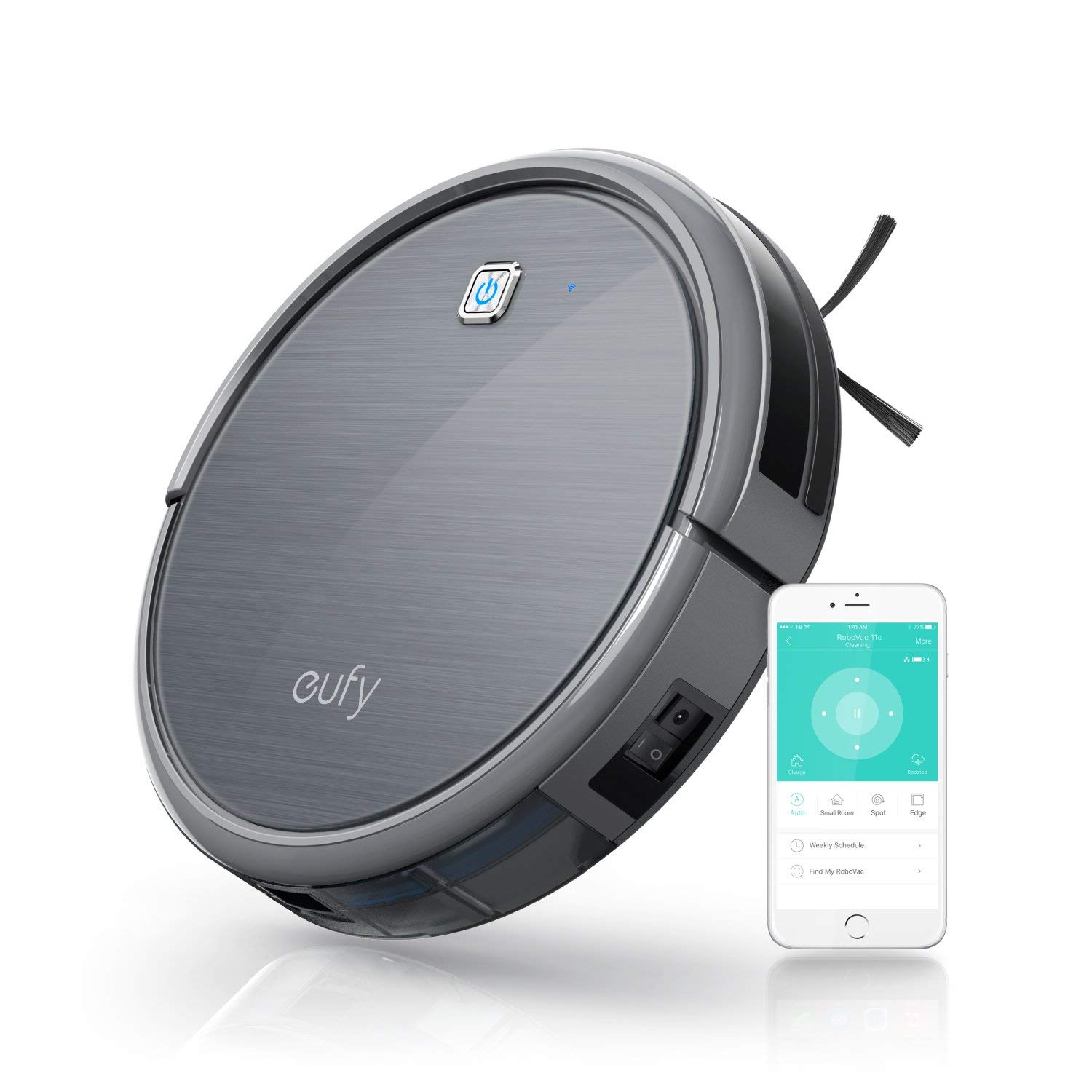 eufy eufy RoboVac 11c, Smart Wi-Fi Robotic Vacuum Cleaner, High Suction, Weekly Cleaning Schedule, Self-Docking, Hard Floor and Thin Carpet (Renewed)