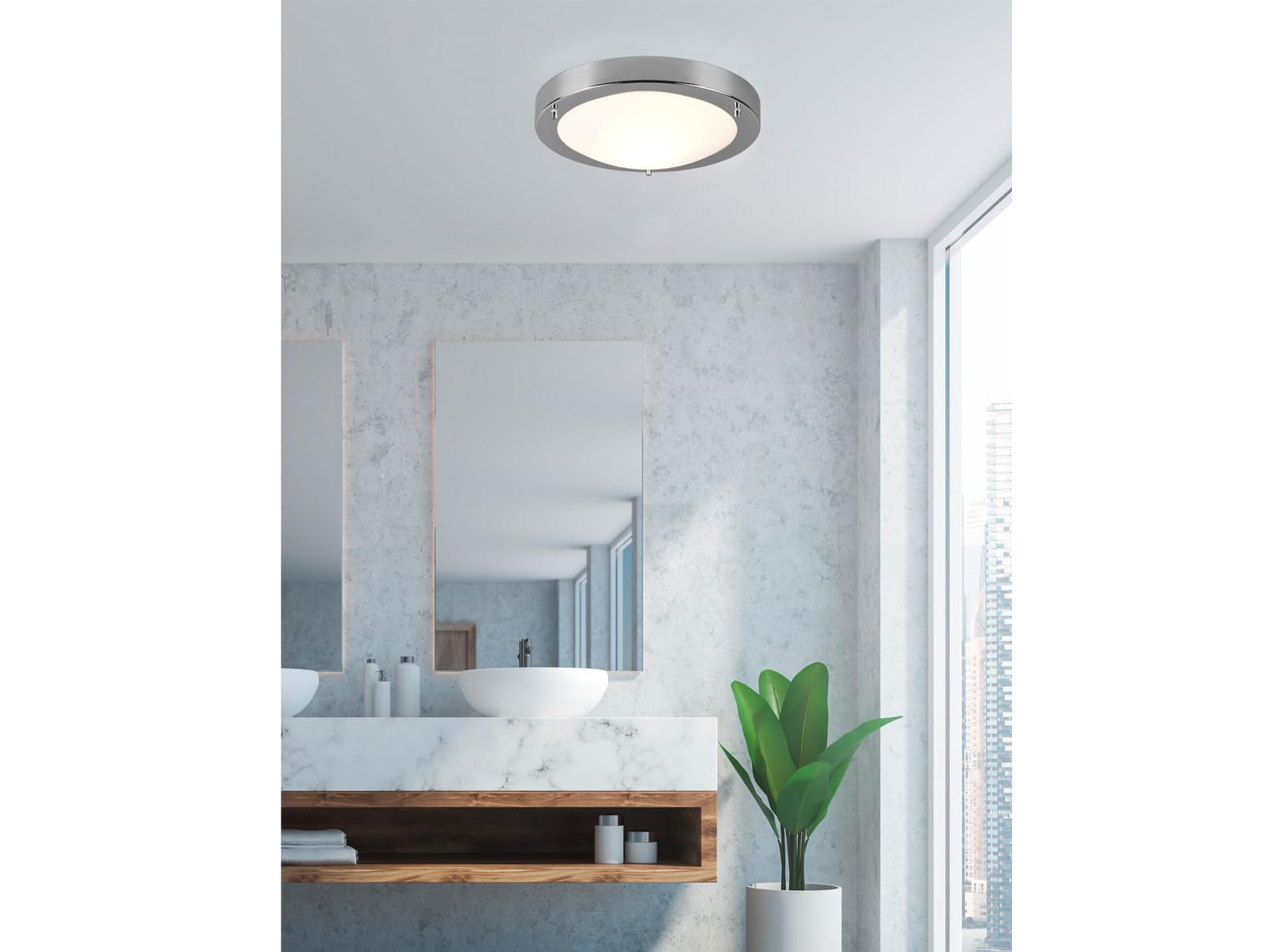 Trio 6801011-06 Condus Plafoniera, 1x60 Watt, Cromo/Bianco, 31.5 cm