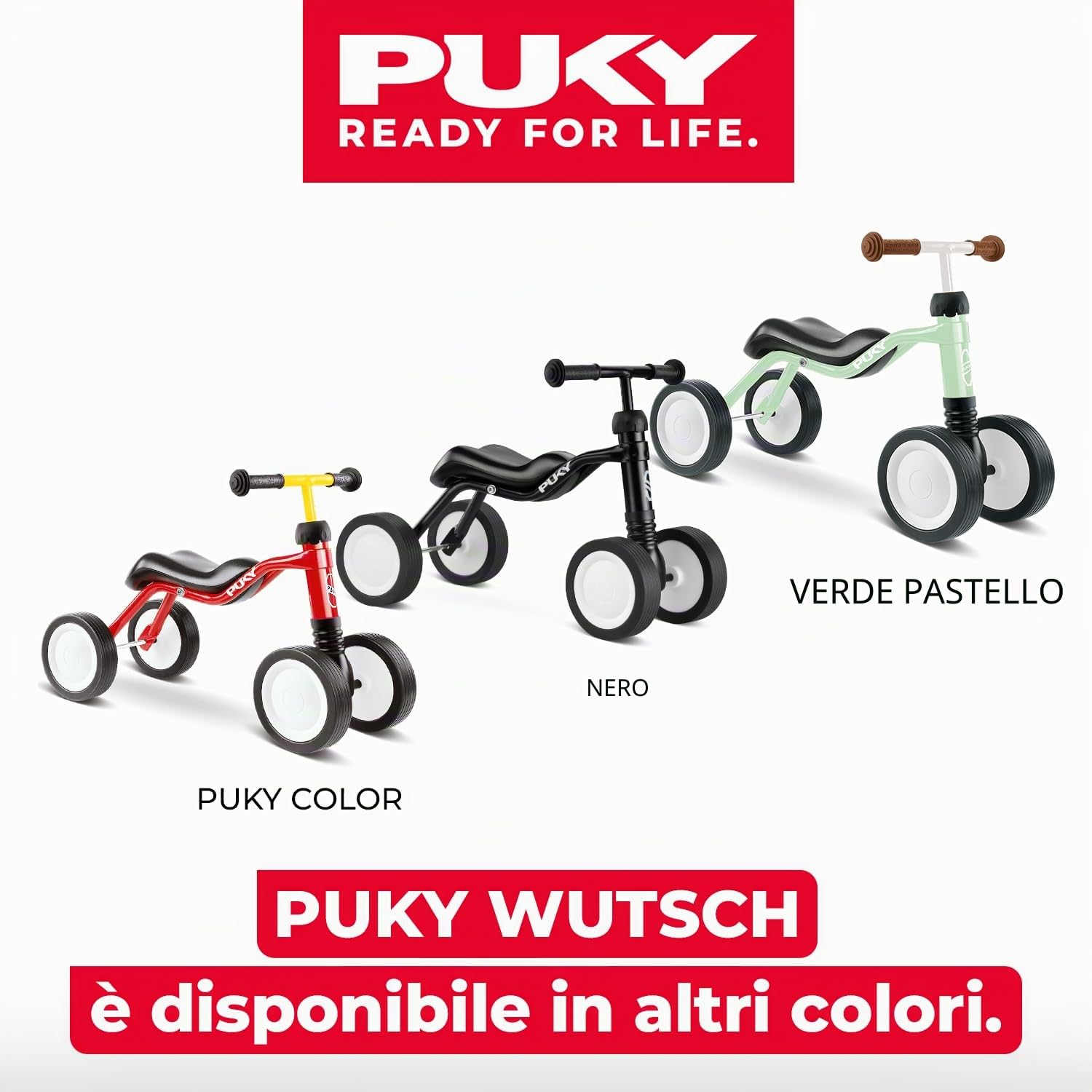 PUKY WUTSCH Multicolore | Bicicletta equilibrio da 1,5 anni | Giocattolo senza pedali | Monopattino per interni e esterni | Veicolo sicuro con asse oscillante | Seduta ergonomica | Ruote silenziose
