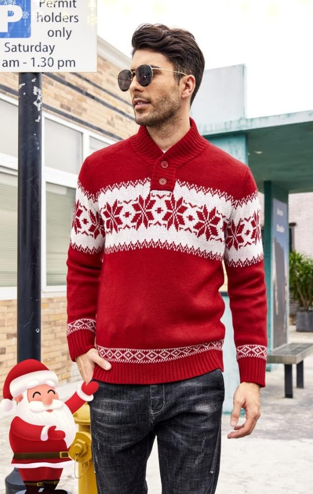 COOFANDY Men's Christmas Sweater Ugly Knitted Xmas Sweaters Casual Snowflake Pullover Knitwear - Image 2