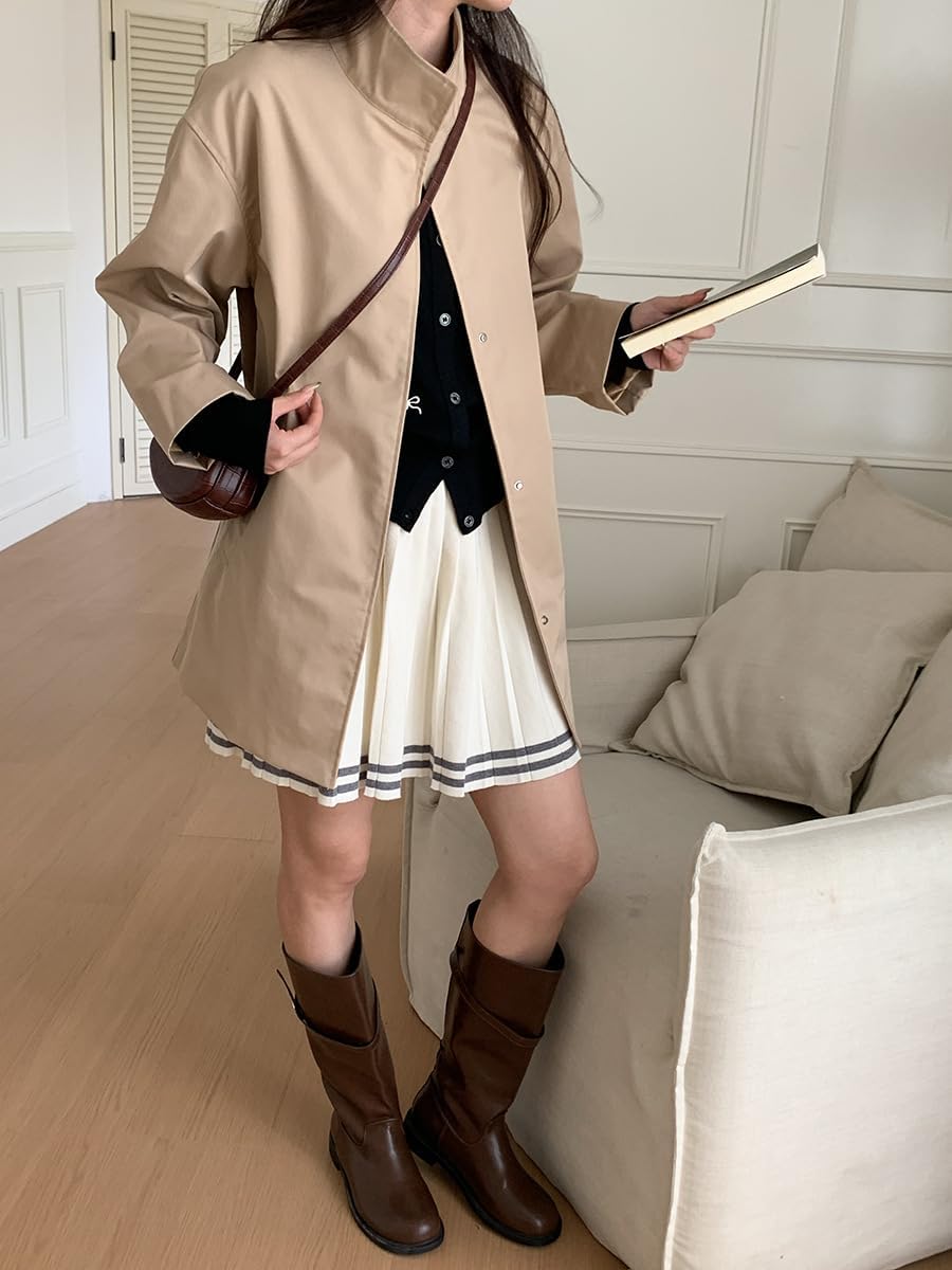 [Rayiisuy] スプリングコート レディース トレンチコート ハーフコート ロングコート ミドル丈 アウター 防風 ゆったり