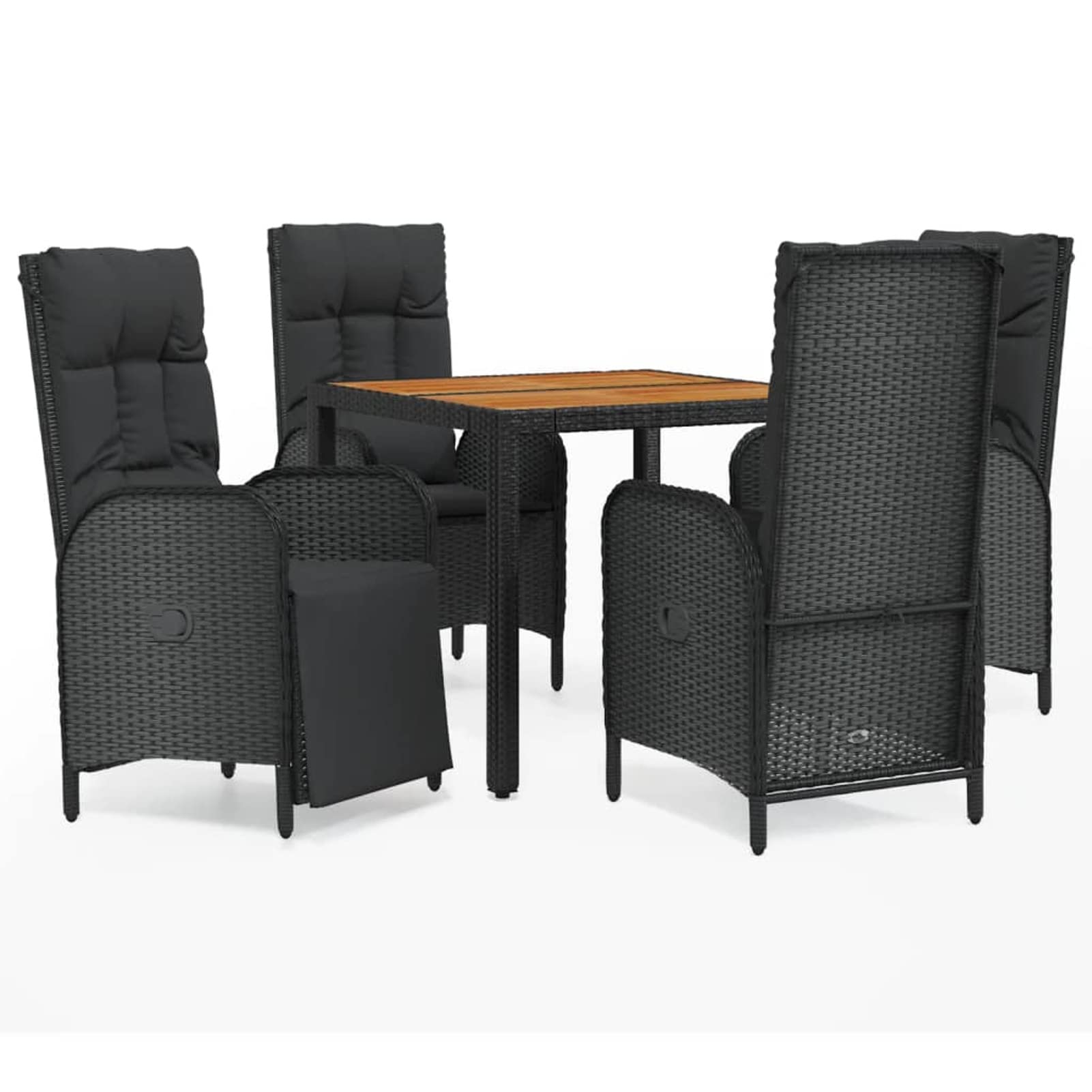 3185080 Set da Pranzo da Giardino 5 pz Nero con Cuscini in Polyrattan Testata in Legno,Testata Letto Matrimoniale Muebles Dormitorio Spalliera Letto Testiere per Letto Matrimoniale