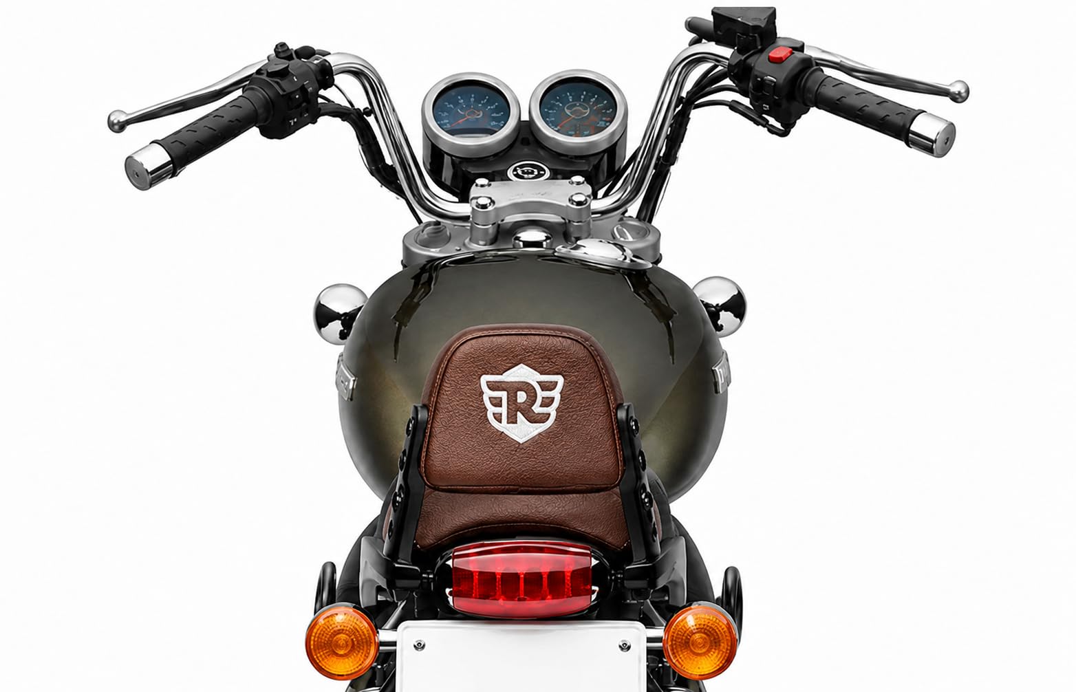 RIYAAN Brown Leatherette Passenger Backrest Cushion Cover Fits Royal Enfield Thunderbird 350 & 500 CC (2012 & Above) | Cover Only | Pad Not Included (Brown)-image-19