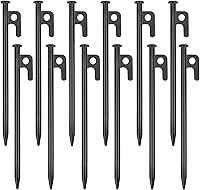 Vista 13 de Paquete de 8 estacas de metal resistentes para tienda de campaña de 16 pulgadas, irrompibles e inflexibles
