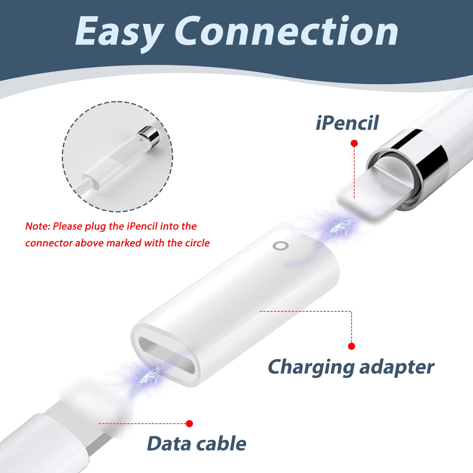 Apple Pencil z 3 wymiennymi końcówkami, 2 nasadki magnetyczne, 1 adapter do ładowania, akcesoria magnetyczne, nasadki zapasowe do Apple Pencil 1 generacji, kość słoniowa
