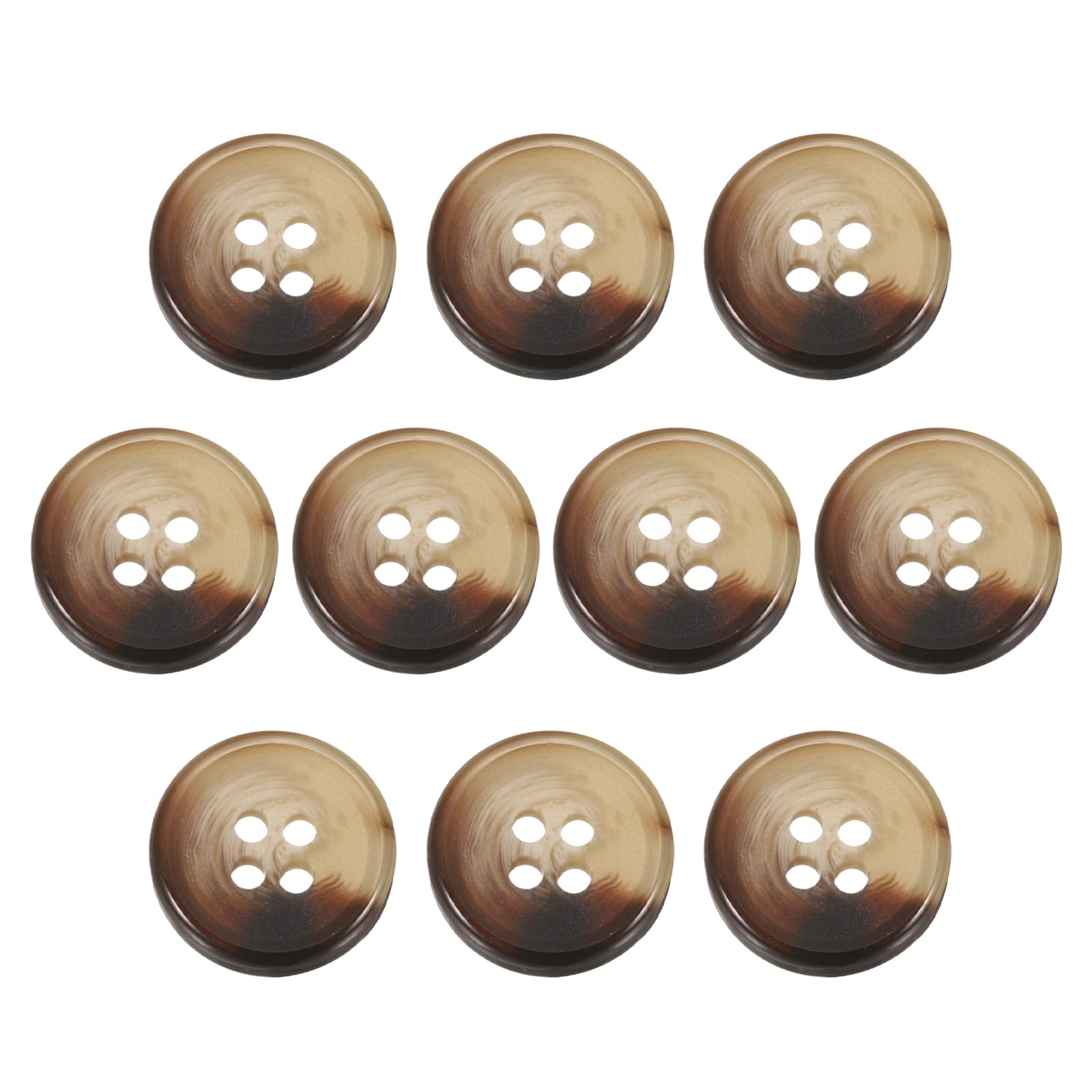 sourcing map 10pcs Resin Sewing Button, 18mm 11/16-Inch 4 Holes Round Pattern Flatback Buttons for Coat, Suits, Clothes Garment & DIY Crafts, 1#Coffee Brown