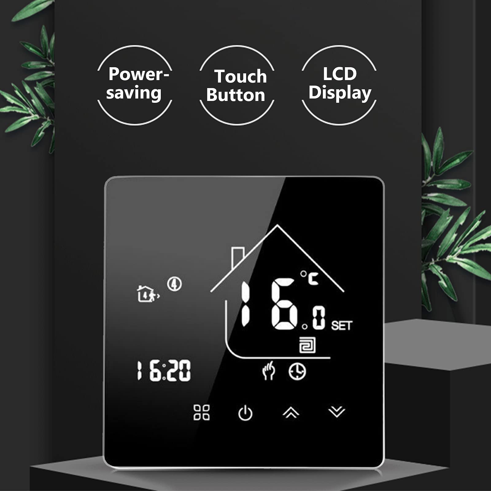 Termostato Intelligente, Termostato Elettrico Programmabile per Radiatore per Riscaldamento a Pavimento, Termostato Digitale con Display LCD per Controllo Touch APP (tipo 2)