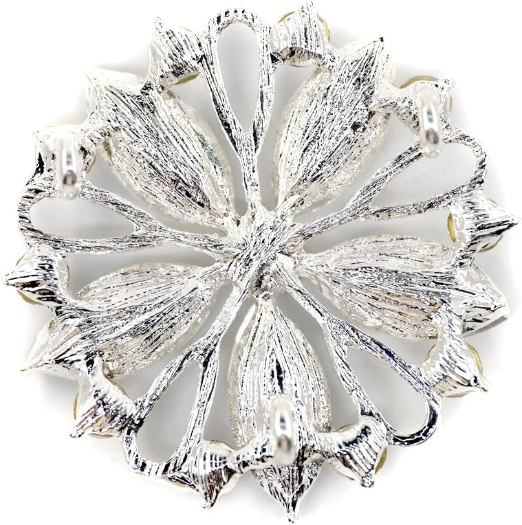 10 pcs Silver Hollow Metal Flower Rhinestone Petals Sewing Coat Buttons -40mm -11/2" - Image 4