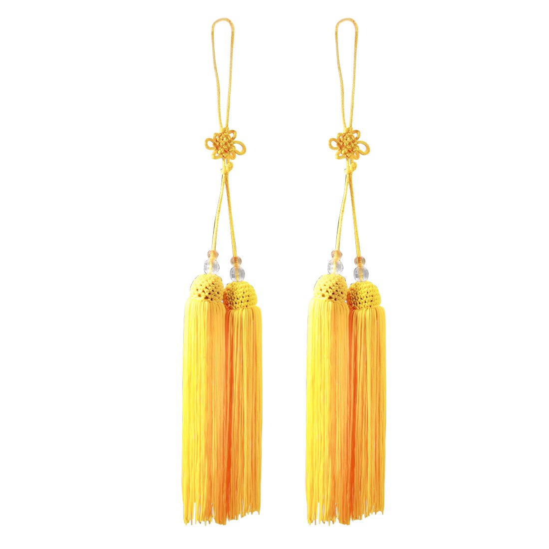 Andux 2pcs/Set Taiji Sword Tassel Silk Chinese Kungfu Sword Tassel Sword Martial Arts Supplies Drama Accessories 2 Pack TJJS-01 (Yellow)