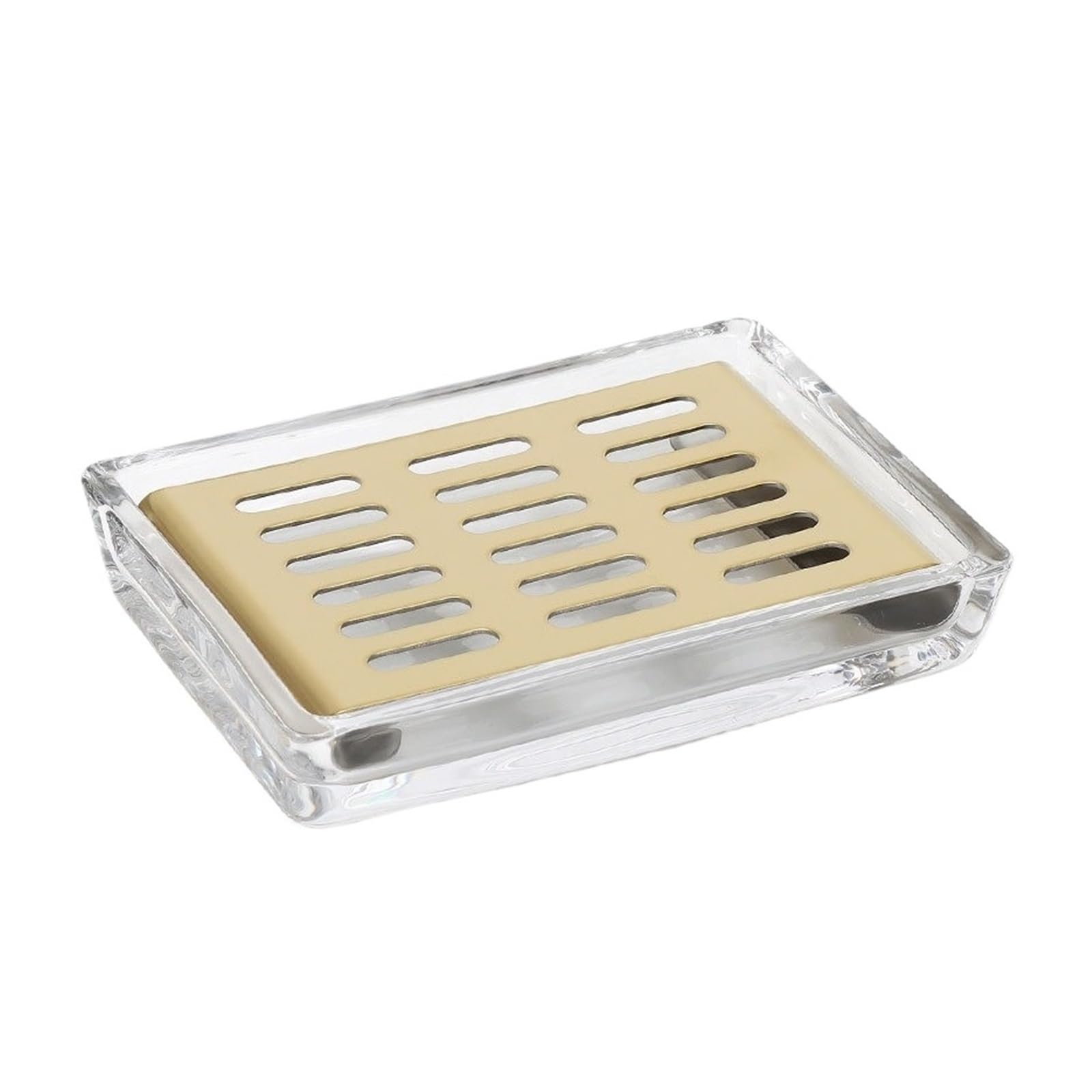 Qyleee Gold Holder For Shower Glass Soap Dish With Base Double Layer Self Draining Holder Stand For Kitchen(Gold)