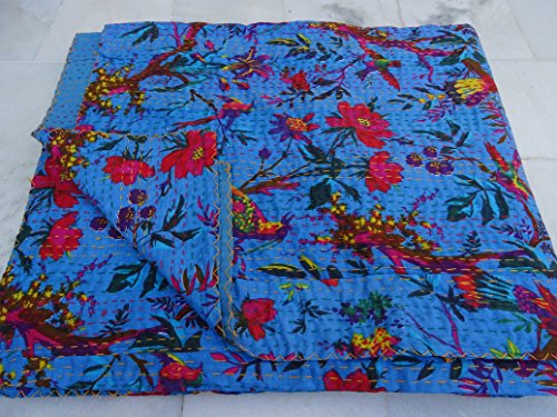 Tribal Asian Textiles 1115 Couvre-lit Kantha Motif cachemire Multicolore Taille Queen Cover