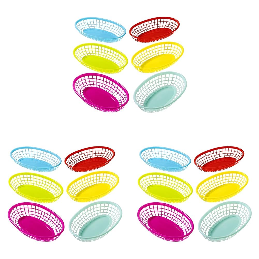 Talking Tables Cuban Fiesta Corbeilles à Fruits en Plastique pour Pique-nique, Barbecue et Fêtes Estivale, Multicolore (Paquet de 6) (Lot de 3)