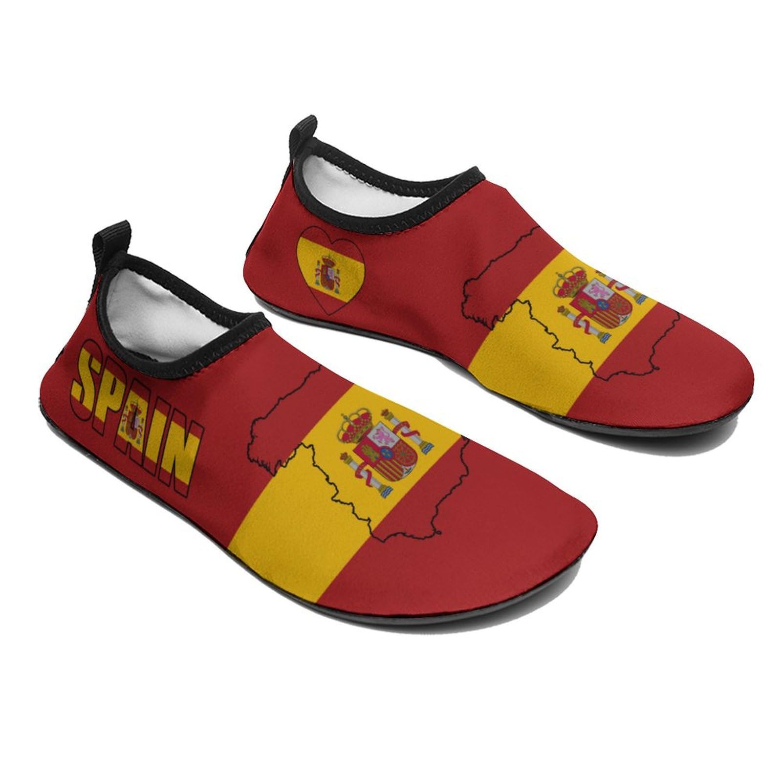 Spain Flag Spanish Map Water Shoe Menswomens Quick Dry Water Sock Slip-on Elastic Aqua Socks Breathable Kayak Shoes for Swim Surf Travel Non Slip Indoor Outdoor Walking