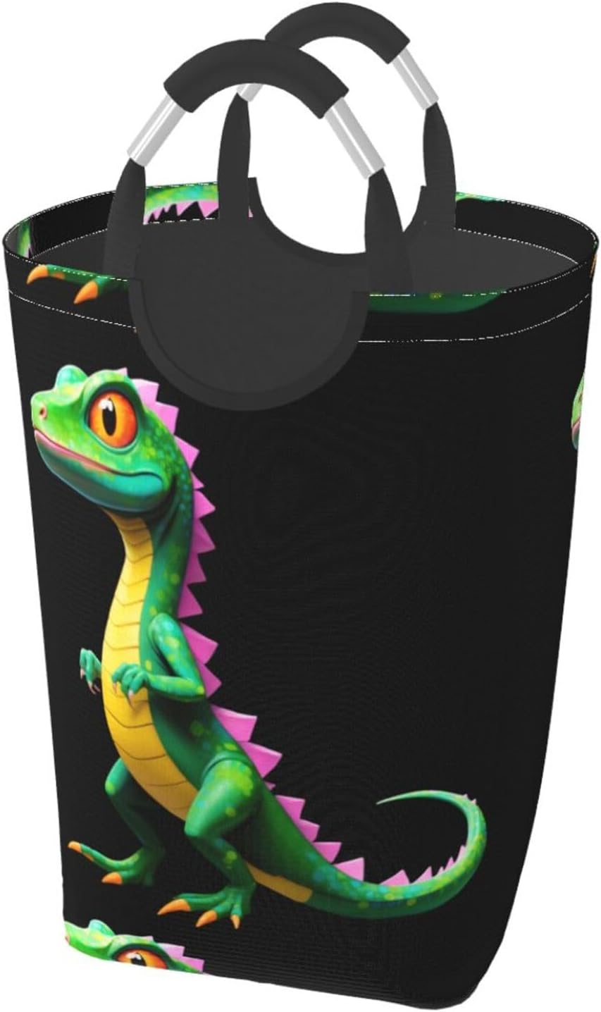 Graffiti Lizard Camo Foldable storage bag, 50L capacity, suitable for laundry room, dormitory bedroom, dirty clothes storage basket.