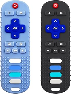 2Pcs Silicone Teething Toys, TV Remote Control Shape Teethers for Babies Teething Toys, Silicone TV Remote Teether BPA Free/Dishwasher/Refrigerator Safe