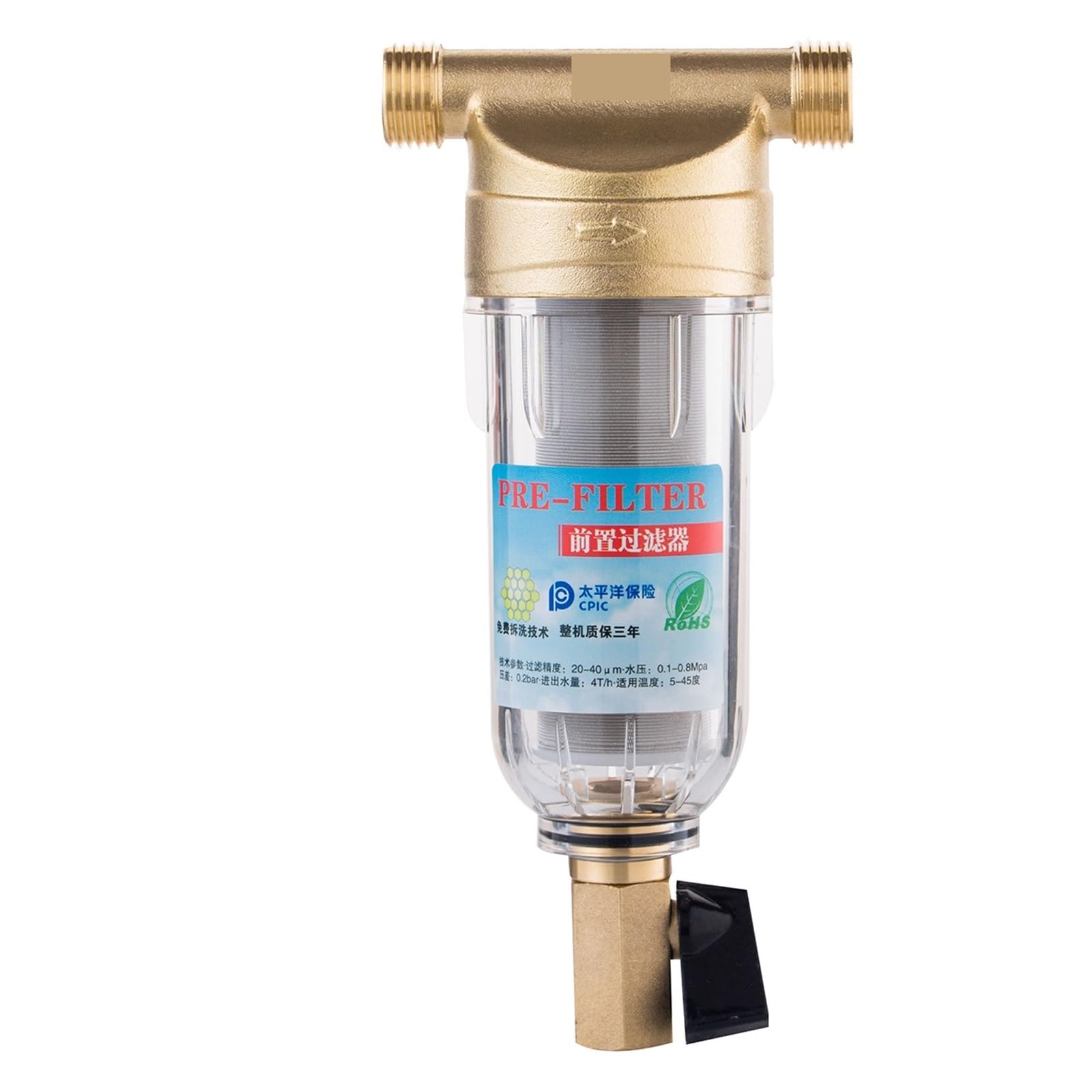 Prefiltro Filtro Acqua Primo Passo del Sistema di Purificazione dell'Acqua 40micron Maglia in Acciaio Inox Prefiltro 1/2 Pollice Tutta La Casa Pre-Filtro