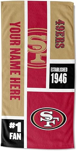 Northwest NFL San Francisco 49ers - Toalla de playa personalizada, 30 x 60 pulgadas, bloque de color