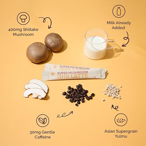Miniatura 3 de DALAMHARI Café de hongos con leche 30T | Shiitake Mushroom Ryze Café de hongos Coreano Paquetes instantáneos Dosis diaria Bebida adaptógeno Té de