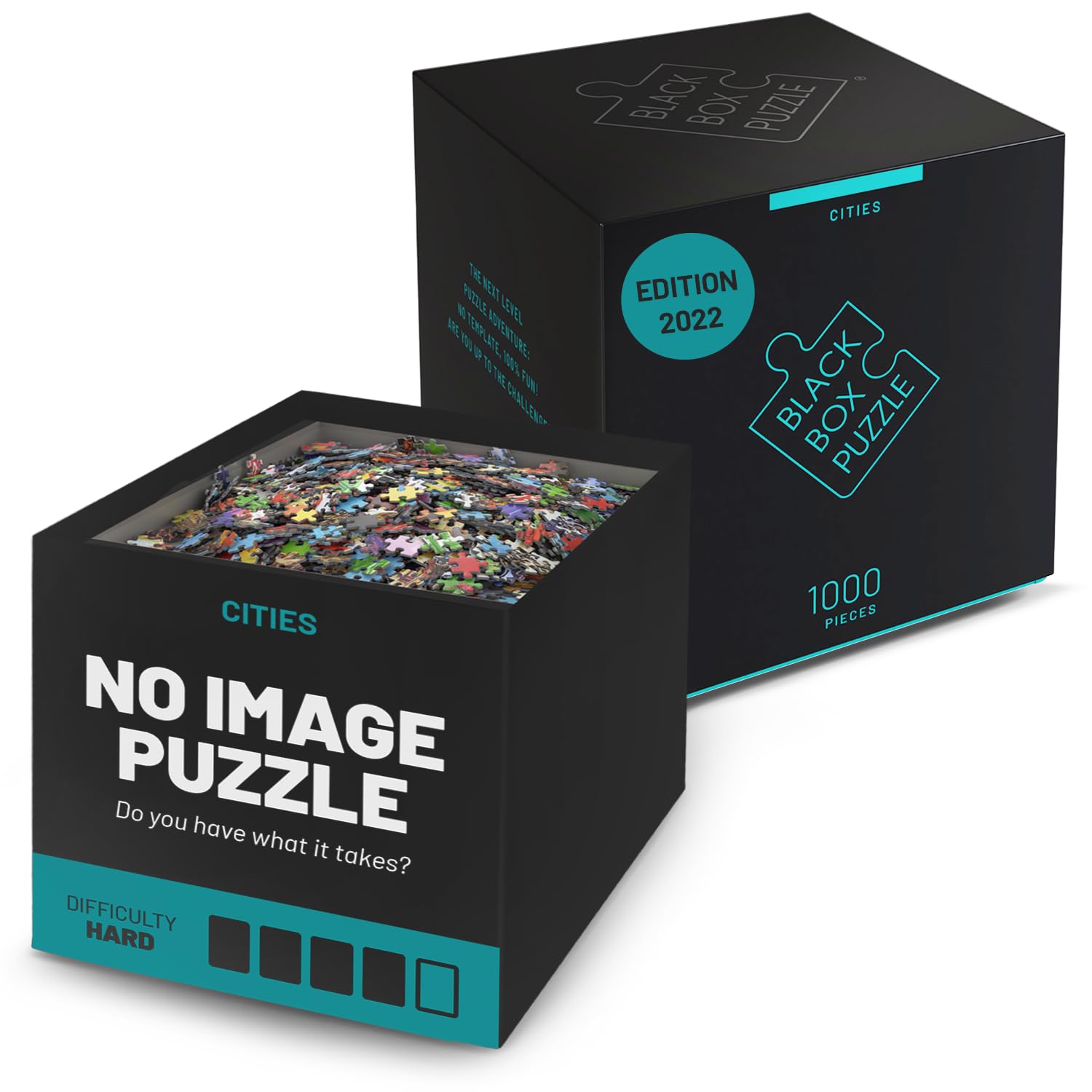 Black Box Puzzle 1000 Pieces, Blackbox Puzzle with Surprise Motif without Template, Impossible Puzzle Heavy for Adults and Children from 14 Years, Puzzle Box Cities 2022 Edition