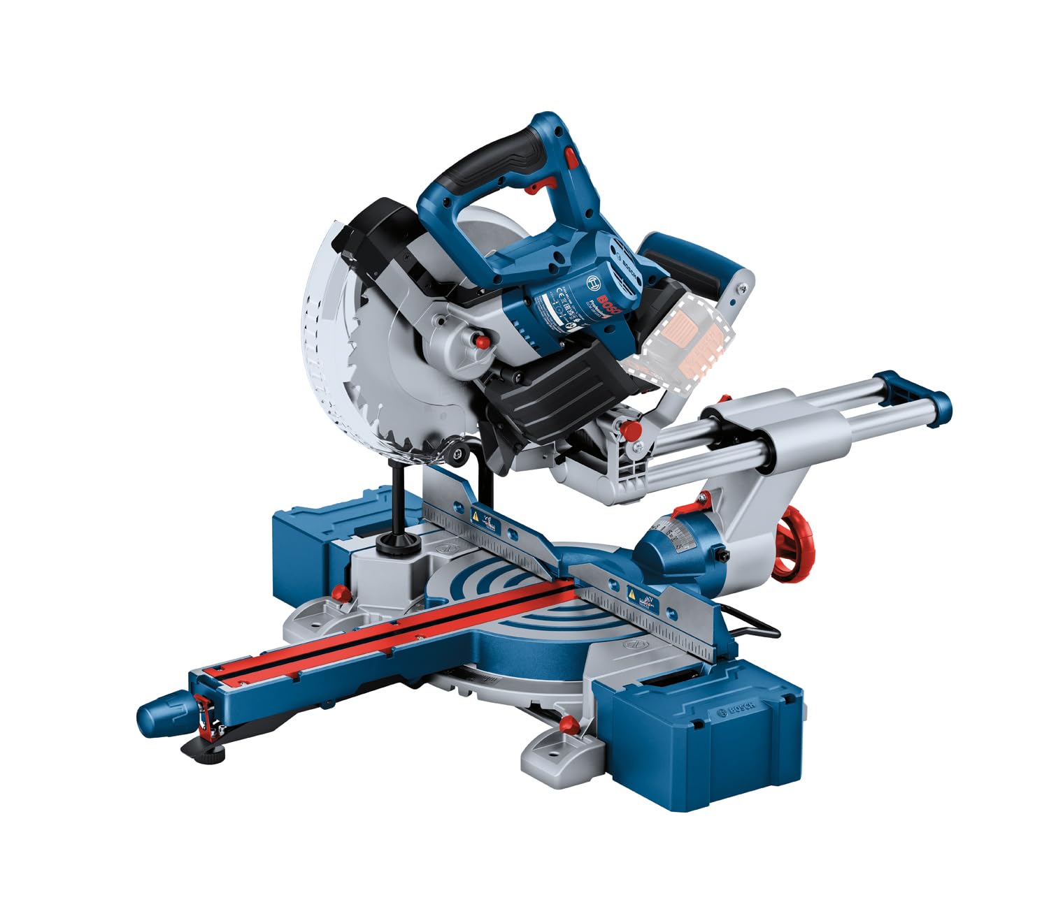 Bosch Professional 18V System scie à onglets radiale sans-fil BITURBO GCM 18V-216 D (capacité coupe 66 x 305 mm, avec 1 lame, 2 appuis de pièce, sac à poussière, serre-joint)