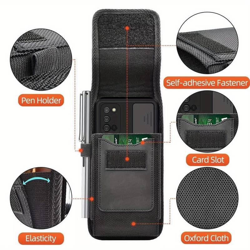 SIMXEN Phone Holster for Men Belt Clip Pouch for iPhone,12 Pro Max, Samsung Galaxy S24 Ultra, S24 Plus and More, Phone Belt Clip Holster Carrying Pouch, Mobile Card Holder Case (Black) 1