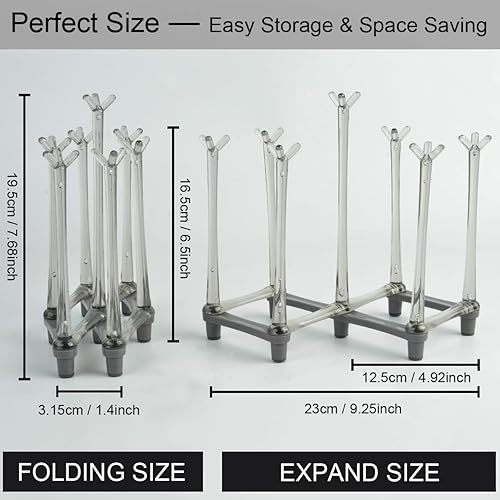 Miniatura 3 de Estante de secado retráctil para tazas, soporte escurridor de vidrio para beber, organizador de drenaje de biberones y botellas deportivas, árbol de