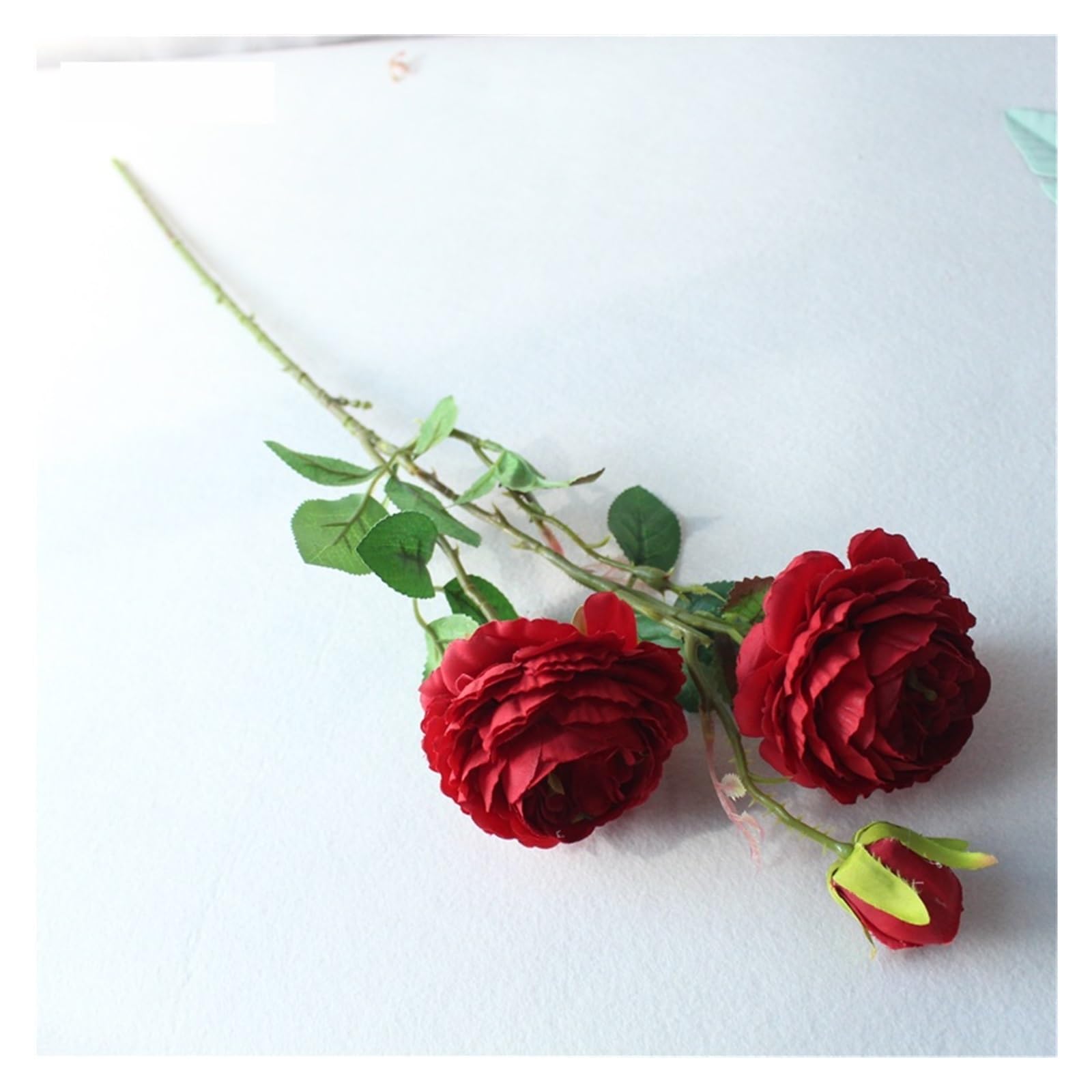 Fiori Finti Simulazione Fiore Bouquet di Rose Seta Artificiale 3 Teste Bouquet da Sposa peonia Composizione Floreale Decorazione di Nozze for Feste a casa Rosa centrotavola(Green)