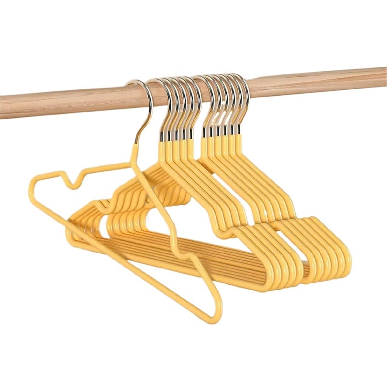 Grucce per Cappotti Grucce Antiscivolo in Metallo Senza Tracce da 10 Pezzi, Appendiabiti Resistenti, salvaspazio Domestico for l'organizzazione della Camera da Letto per Abito, Camicia(Yellow)