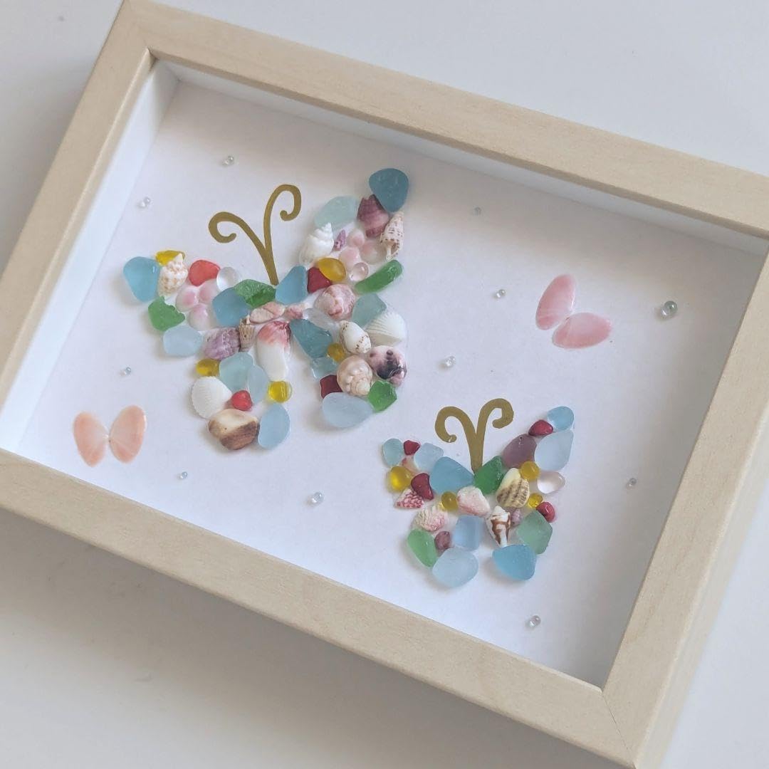 Amazon.co.jp: カラフルちょうちょシーグラスアート シーグラス